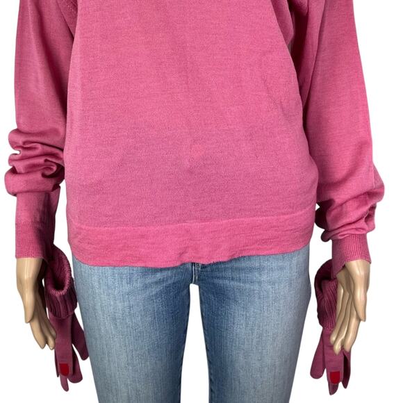 VIVETTA Yamada Pink Wool Crewneck Casual Sweater w/ Matching Gloves - Picture 5 of 12